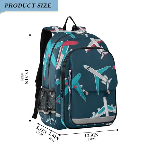 Airplanes Pattern Backpack School Backpack Lightweight Laptop Backpack Student Book Bag with Reflective Stripes2