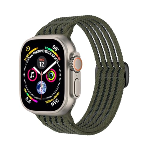 MOUIGIAE 通気性ナイロンバンド Apple Watchバンド Series 9 8 7 6 5 4 SE 42mm 44mm 45mm 38mm 41mm 40mm レディース メンズ 軽量 ストレッチ ワークアウトリストバンド iWatch Ul