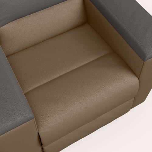 Image of Interio by Godrej Recliner, SumoV2 Manual 1 Seater Fab Leather Recliner, 3-Years Warranty (Tan Grey)