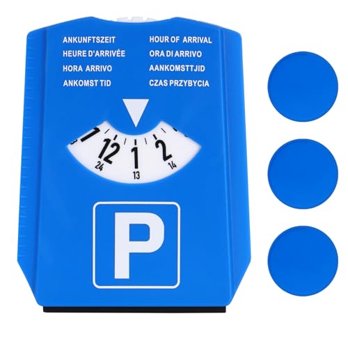 Parkscheibe Parkkarte Parkuhr inkl. 3X Einkaufschips Parking Disc Auto Parkscheiben für Auto LKW Wohnmobil