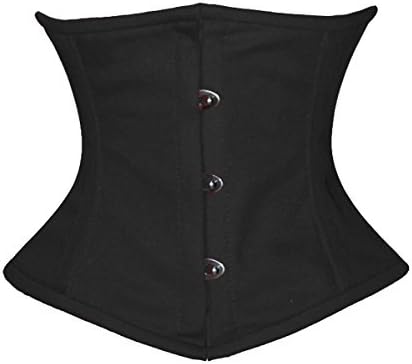 Luvsecretlingerie Full Steel Boned Cotton Waist Cincher Underbust Shaper Corset,S (For waist 28"-29"),Black