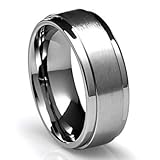 8MM Men's Titanium Ring Wedding Band with Flat Brushed Top and Polished Finish Edges [Size 9]