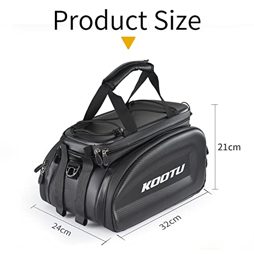 Kootu Bike Rack Bag,Waterproof Bicycle Trunk Bag With Hand Strap,Carbon Leather Extendable Bike Rear Rack Bag Bike Panniers For Cycling Commuting Camping Outdoor Traveling. #TOP3