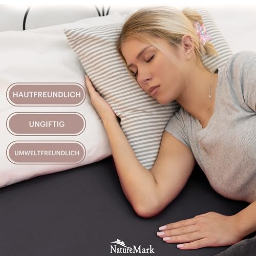 NatureMark 2er Pack Jersey Spannbettlaken 100% Baumwolle Schwarz/Silber 140x200 cm - 160x200 cm | ÖKOTEX Standard 100