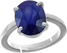 Blue Sapphire Stone Natural Neelam 4.25 Ratti or 4 Carat Astrological Certified Gemstone Pure Sterling Silver 925 bis Hallmark Adjustable Ring for Unisex