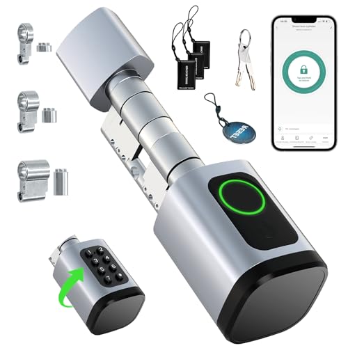 AVATTO Smart Türschloss mit Fingerabdruck und Passwort für 60-90mm Tür, Schließzilinder Länge ist einstellbar, mit Schlüssel, IC-Karte, Unterstützen Smart Life App Fernbedienung