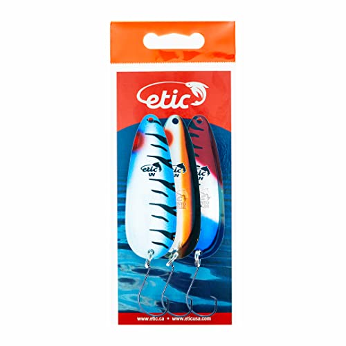 Etic Toronto Wobbler Fishing Spoons Kit 100% Made Of Brass, 3Pcs Fishing Lures, Fishing Tackle, Fishing Gear, Fishing Accessories, Fishing Lures For Trout, Salmon, Pike, Walleye, Bass And Mores #TOP3