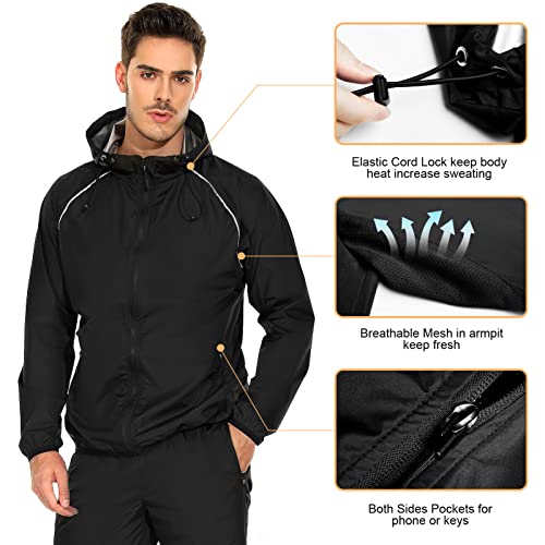 Yyq Sauna Suit For Men Weight Loss Sweat Sauna Jacket Gym Pants Boxing Exercise Workout Sauna Sweat Suits For Mens (Black Jacket Only, X-Large) #TOP1