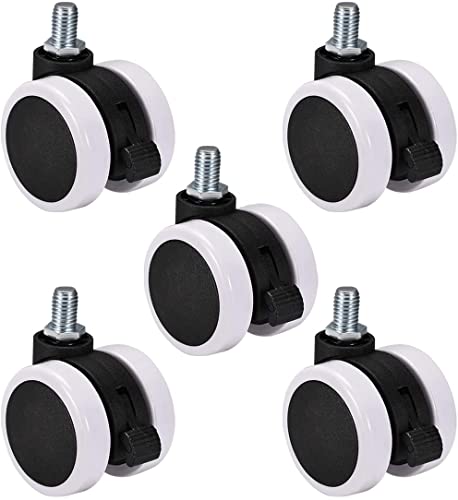 XYWHPGV Swivel Caster Wheels - 2 Inch Pu Twin Wheel M10x15mm Threaded Caster with Brake 5pcs(b7cc2 f53dc 22511 830b4 96544 8fe81