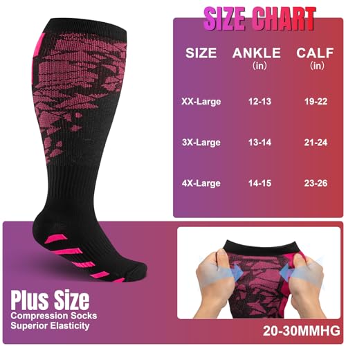 Image of Cerpite Plus Size Compression Socks 20-30 mmHg for Women & Men, Extra Wide Calf Compression Socks, Cushioned Breathable Support for Nurses, Travel, Running & Long Standing