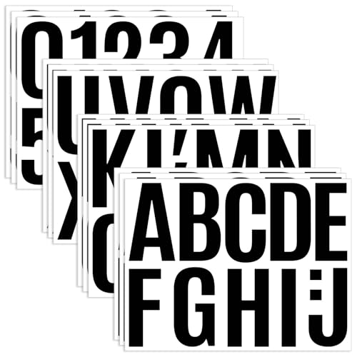 12 Sheets Large Letter Stickers - 4 Inch Black Vinyl Self Adhesive Alphabet Number Stickers Stick On Letters for Arts Crafts Outdoor Sign Wall Mailbox Windows Doors Car Poster Board (Black, 4 Inch) by PartyGarden - Used condition - US$7.84
