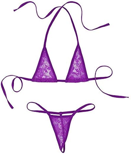Royal Finish Women's Lace Micro G-String Bikini 2 Piece Sliding Top Thong Summer Trendy Bikini Set