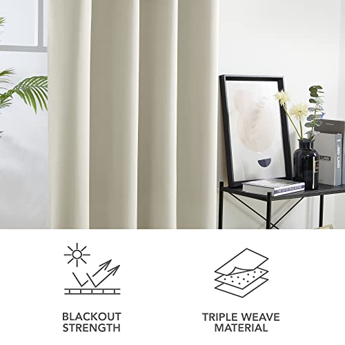 Image of Deconovo Energy Saving Eyelet Blackout Curtains Thermal Insulated Window Treatments Curtains for Nursery Light Beige 42 x 63 Inch 2 Panels