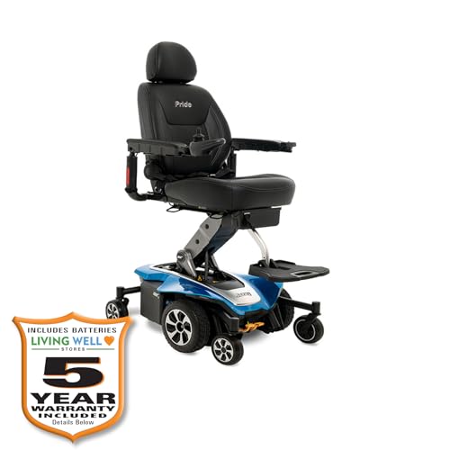 LIVING WELL STORES Pride Jazzy Air 2 Power Chair, Mid-Wheel 6 with Active-Trac Suspension, with 5-Year Extended Warr (Sapphire Blue, 20 x 20 x 22 Seat)