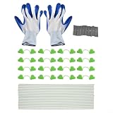 Kit di anelli di supporto per piante in fibra di vetro fai da te per la crescita della serra, telaio regolabile da giardino con pali e clip, bianco e verde, 62 pezzi