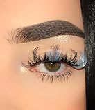 HALLOWEEN Blue Double Ombre Effect 3D Fluffy Layer Color Hypoallergenic Silk Doll Eyelashes Princess Winter Angel Genie Butterfly Alien Police Officer Costumes Spooky Scary Long Crazy Lashes (1 Pair)