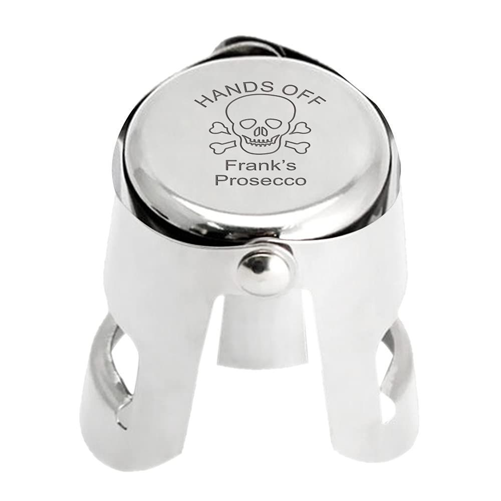 Personalised Champagne Bottle Stopper Engraved Prosecco Moscato Spumante Sparkling Stoppers Custom Bottle Stoppers Gift for Wedding Anniversary Fathers Day Birthday Christmas Valentine (Skull)