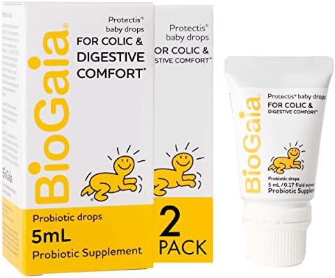 BioGaia Protectis Baby Probiotic Drops for Infants, Newborn and Kids Colic, Spit-Up, Constipation and Digestive Comfort, 5 ML, 0.17 oz, 2 Pack