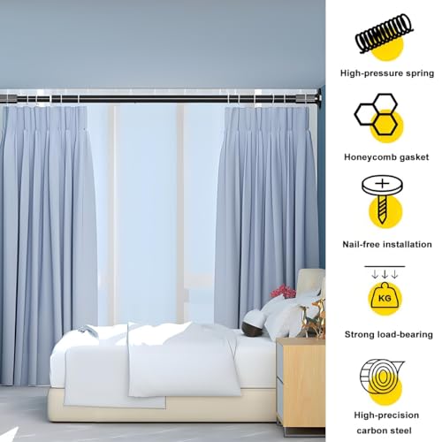 Tringle à rideau de douche solide et durable extensible jusqu'à 1,8 m