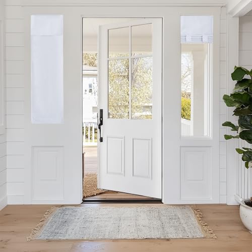 Image of RYB HOME 100% Blackout French Door Curtains - Privacy Self-Adhesive Window Tie up Shades for Sidelight Door Window Bedroom Office, W12 x L40 inches, 1 Panel, White