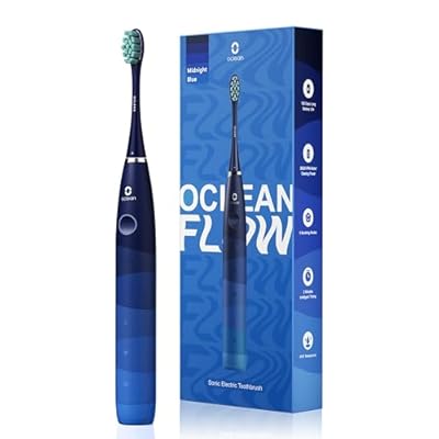 Cepillo de dientes eléctrico sónico Oclean Flow Cepillo electrico con 180 días de duración 76000 Movimientos por minuto 5 Modos IPX7 Impermeable y Temporizador Cabezal de Cepillo DuPont™,Azul