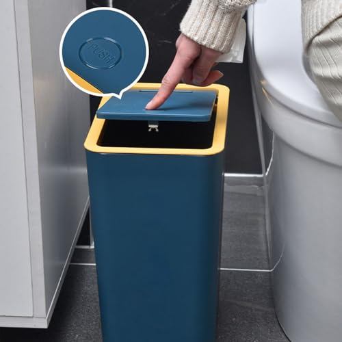 Caneca de basura plástica grande con tapa para interiores miniatura 6