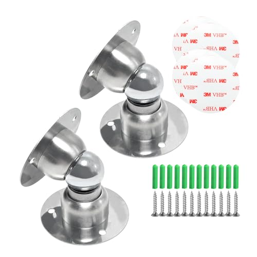 2Pcs Magnetic Door Stopper, Cucumis Heavy Duty Stainless Steel Mini Soft-Catch Magnetic Door Stopper Wall Mount Door Catch Doorstop for Bedroom Bathroom Kitchen Home Office, with 3M and Screw