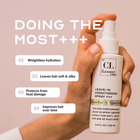 The Cleanest Lab Leave-In Conditioner Mist Spray. Dry & Damaged Hair Treatment. Miracle Hydration Heat Protectant Serum. Flyaways & Frizzy Detangler. Add Volume & Primes Hair For Style. 3.6 Fl. Oz #TOP1