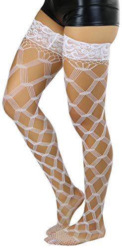 Image of ToBeInStyle Women's Multi-Strand Large Diamond Fence Net Thigh High Stockings