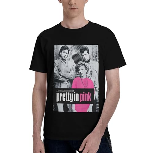 [Auzxnewot] 『プリティ・イン・ピンク 恋人たちの街角』映画ポスター1 Tシャツ 夏服 トップス 丸首 カジュアル 半袖 綿 柔らかい 快適プリント 柔らかい 大きいサイズ 男女兼用 L Black