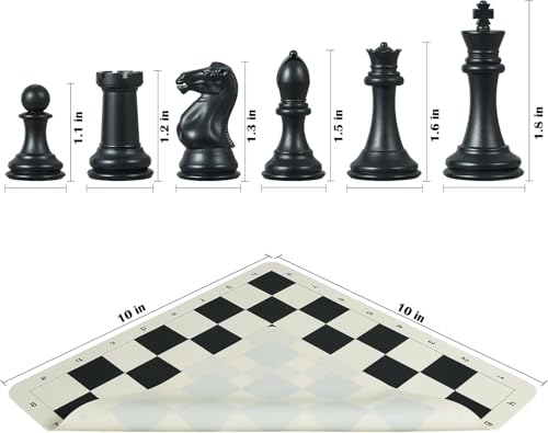 Image of SUPER TOY 10 inch Portable Chess & Checkers Set, 2 in 1 Travel Board Games for Kids and Adults, Folding Roll up Vinyl Chess Game Sets, 24 Checker Pieces, Tournament Thick Mousepad Mat (Black & White)