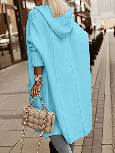 Image of Aoysky Womens Long Cardigans Cable Knitted Open Front Oversized Hooded Outerwear Sweater Coat