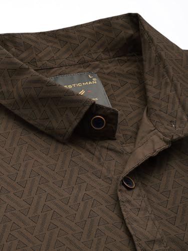 Image of Majestic Man Custom Geometric Printed Pure Cotton Slim Fit Casual Shirt