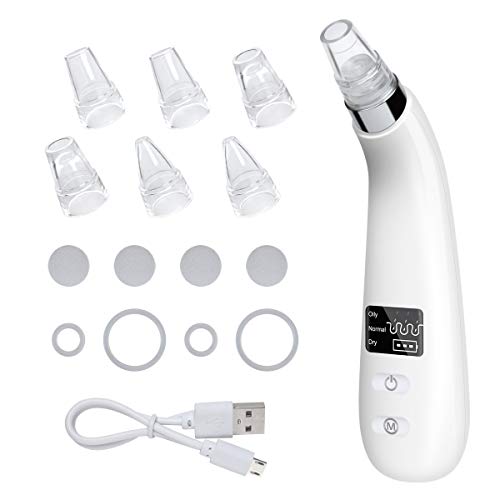 Blackhead Remover Pore Vacuum Electric Facial Blemish Cleaner Acne Comedone Extractor Tool with USB Rechargeable Blackhead Remover Beauty Dermabrasion Device LED Display W/4 Suction Heads