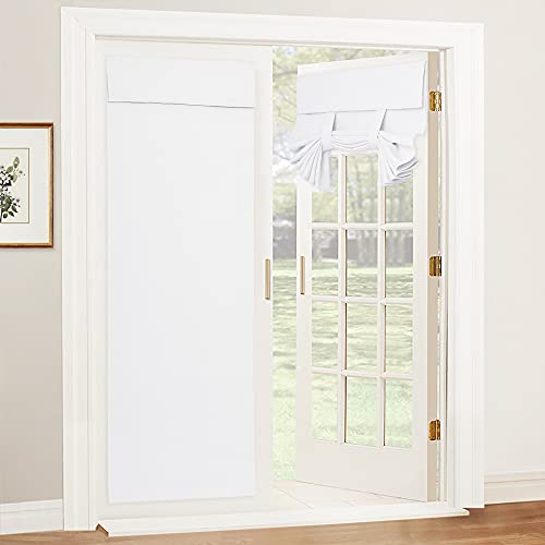 RYB Home Door Window Curtains 80 inch Length, Privacy Thermal Insulate Covering for Patio/Glass/Front/French Door Blinds Curtains, 26 x 80 inch, Pure White, 1 Panel