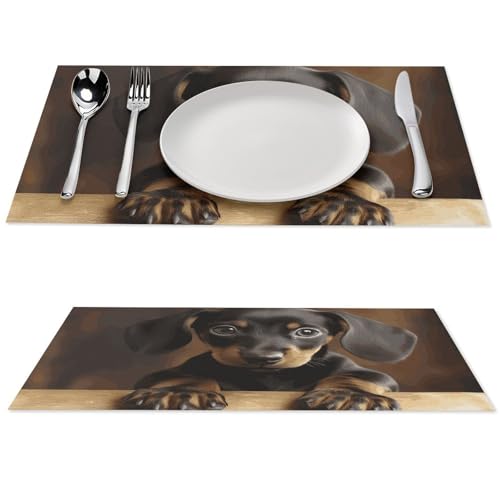Set de table lavable PVC imprimé teckel抗剥离 résistant chaleur pour table à manger - 2