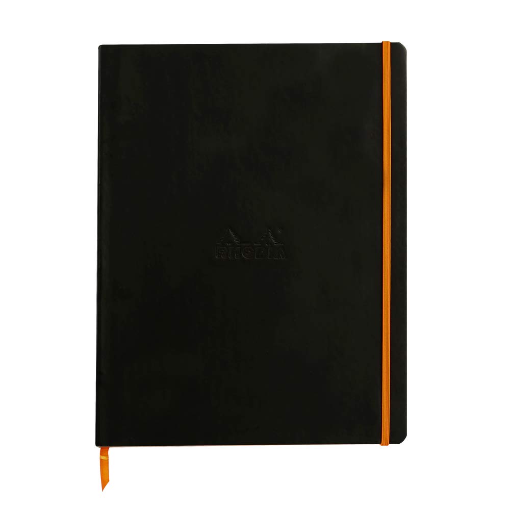 Rhodia Notebook A4+ Ruled Casebound Side Bound Soft Cover Black Not Perforated 160 Pages