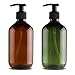 2 Botellas vacías con Bomba de Prensa, 500 ml Recargables para Salsas de Cocina, dispensador de jabón líquido de plástico, Recipiente rellenable para Salsas, aceites Esenciales, lociones
