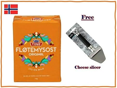 Tine Flotemysost Brunost Cheese Norwegian Goat Milk Brown Cheese Plus Gift Norwegian Stainless Steel Block Cheese Slicer for Hard Cheese