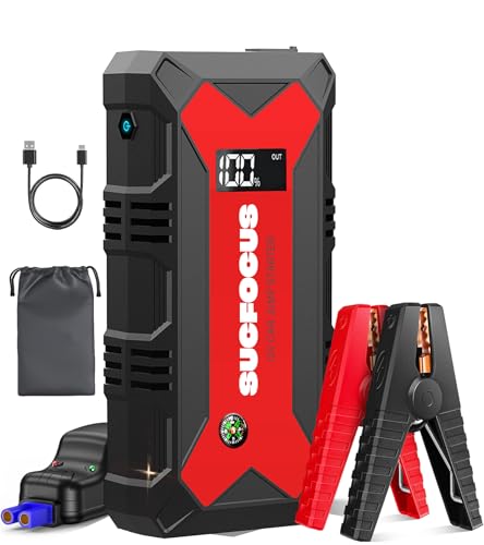 Car Battery Jump Starter, 4000A Battery Jumper Starter Portable (for 9.0L Gas or 7.0L Diesel Engine), Jump Box, Jump Starter Battery Pack with Jumper Cable, LED Light, USB QC3.0 (Red)