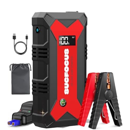 Car Battery Jump Starter, 4000A Battery Jumper Starter Portable (for 9.0L Gas or 7.0L Diesel Engine), Jump Box, Jump Starter Battery Pack with Jumper Cable, LED Light, USB QC3.0 (Red)