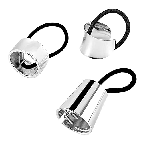 Kchies 3 Pieces Metal Circle Hair Cuff For Women Silver Gothic Punk Ponytail Holder Vsco Girls Mother's Day Hair Accessories Elastic Hair Ties Fashion Hair Band Rope Ladies Thick Hair Valentines Birthday Gift #TOP6