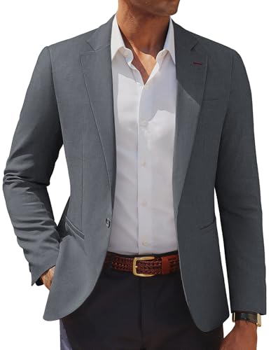 PJ PAUL JONES Casual Sport Coats for Men One Button Blazer Lightweight Solid Fashion Suit Jacket Grey