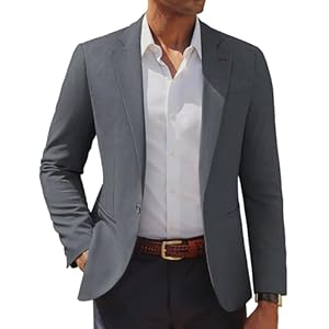 PJ PAUL JONES Men’s Casual Blazer One Button Lightweight Sport Coats Solid Notched Lapel Suit Jackets