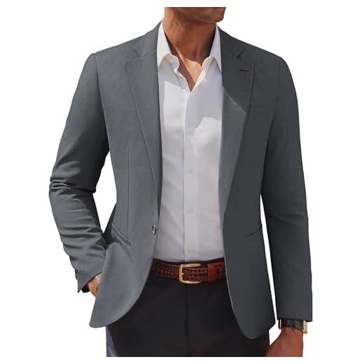 PJ PAUL JONES Casual Sport Coats for Men One Button Blazer Lightweight Solid Fashion Suit Jacket Grey