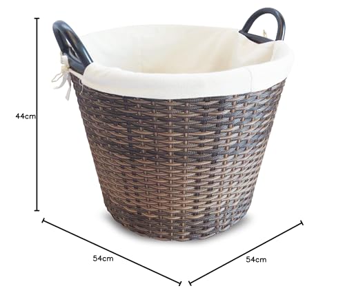 HABAU Feuerholzkorb mit waschbarem Stoffeinsatz, Holzkorb aus extrem robustem Polyethylen mit Metallrahmen- Korb in Grau oder Braun (Braun, Groß)-6