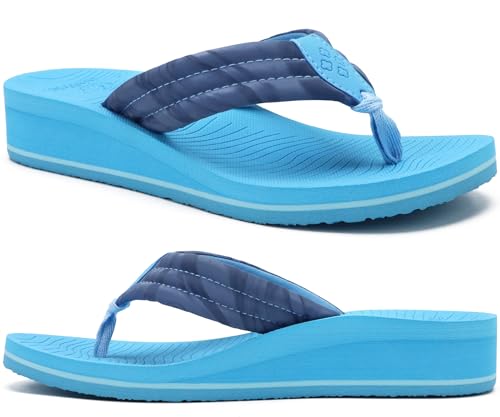 Image of COFACE Women's Flip Flops with Arch Support Ladies Fashion Lightweight Wedge Flip Flops Comfortable Yoga Mat Sole Summer Platform Thong Sandals