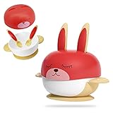 [Forma linda especialmente diseñada para bebés]: Forma linda de conejo, diseñamos el tenedor y la cuchara que usa el bebé en las orejas del conejo, solo sácalos y úsalos. Los niños de todas las edades adoran profundamente los colores brillantes y alegres y las formas lindas, y el plato creativo para niños hace que sea divertido para los bebés comer.