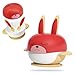 Yuirshion Set di stoviglie per Bambini,Senza BPA,Ciotola per addestramento con Cucchiai e forchette per Bambini,Simpatica tovaglietta Antiscivolo per Bebè a Forma di Coniglio con Forte Ventosa,Rosso