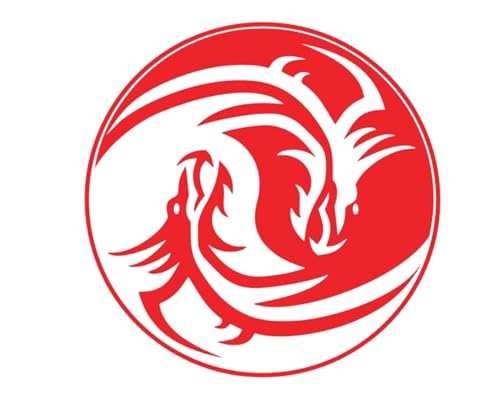 Vinilo, Adhesivo, Pegatinas Personalizadas para moto, coche con Diseño Ying Yang Dragones: Decora tu Moto o coche con Estilo (11 x 11 cm, Rojo)